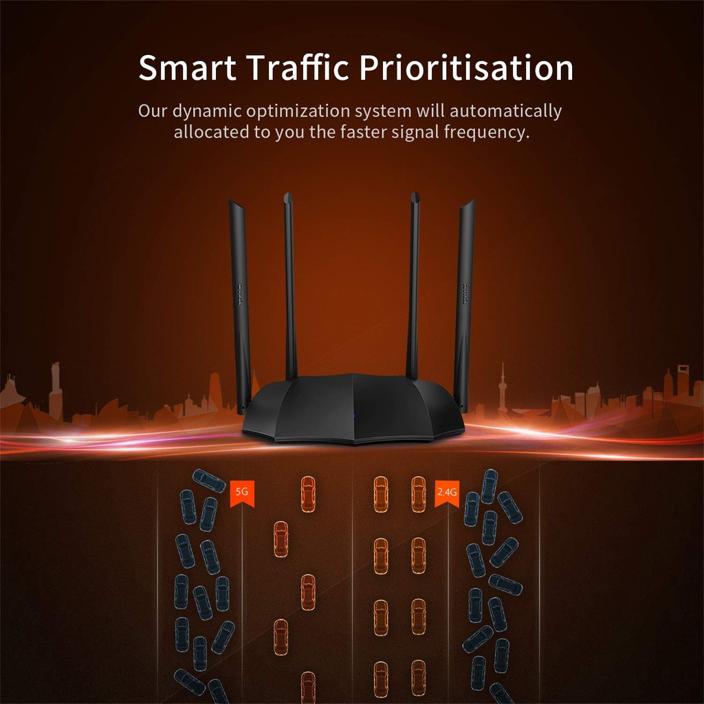 Tenda AC8 AC1200 Dual-band Gigabit Wireless Router 2.4GHz 300Mbps 5GHz ...