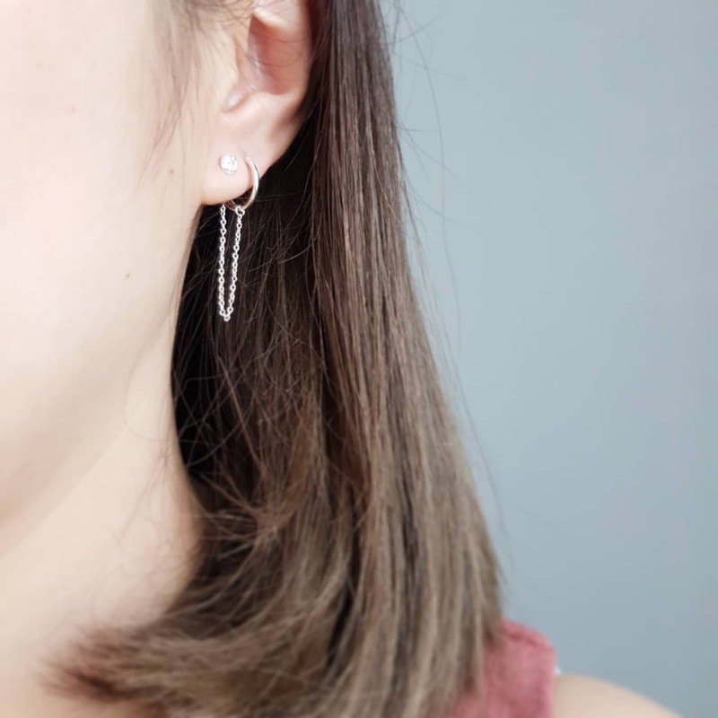 Minimalist925 ต่างหูหน้า-หลังเงินแท้