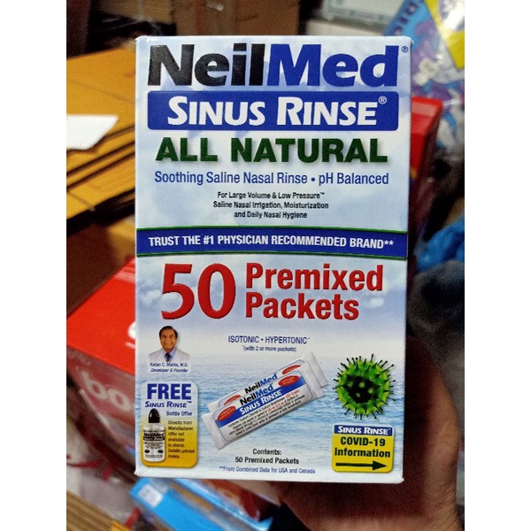 พร้อมส่ง//Neilmed Sinus Rinse kit เซตขวด+น้ำเกลือล้างจมูก 50ซอง  นำเข้าUSA