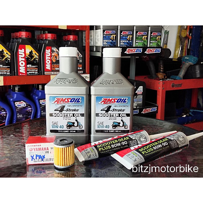 ชุดน้ำมันเครื่อง Yamaha XMAX 300 จัดชุด 1 เซ็ต Amsoil / Motul / Speedoil สังเคราะห์100% #ชุดเซอร์วิสของเหลวที่ดีที่สุด