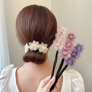 เครื่องมือกิ๊บติดผมลายดอกไม้ Deft Bun สําหรับผู้หญิง