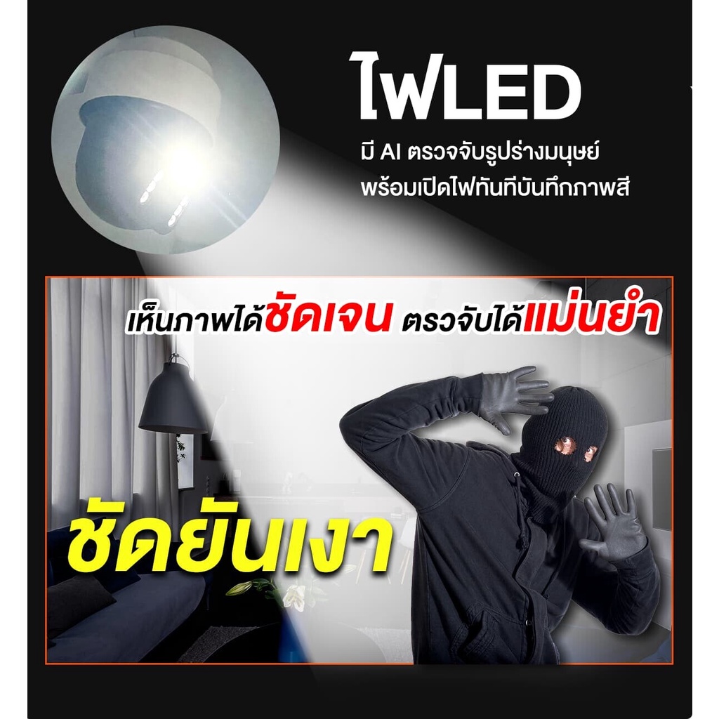 #2ชิ้น สุดคุ้ม# แอฟV380Pro กล้องวงจรปิด wifi 360° เมนูไทย/สีสันทั้งวัน 1296P HD outdoor cctv มีคู่มือการติดตั้งภาษาไทย