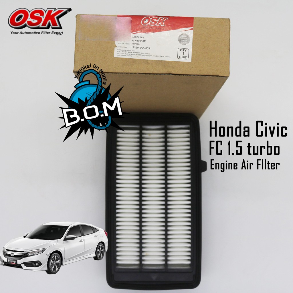 ไส้กรองอากาศ OSK ไส้กรองอากาศเครื่องยนต์ Honda Civic FC 1.5 Turbo