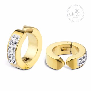555jewelry ต่างหูห่วง แบบไม่เจาะหู ต่างหูแบบหนีบแฟชั่นดีไซน์สวยประดับ CZ รุ่น MNC-ER705-B (ER44)