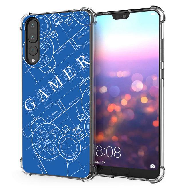 เคส สำหรับ Huawei P20 Pro Anti-Shock Protection TPU Case [Gamer illustration Blue]