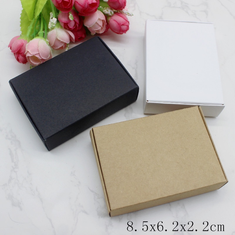 กล่องบรรจุภัณฑ์ ทรงสี่เหลี่ยม สีขาว คราฟท์ สีดํา หลายขนาด สําหรับใส่สบู่ ช็อคโกแลต ช็อคโกแลต เครื่องบิน งานแต่งงาน ปาร์ตี้ 10 ชิ้น