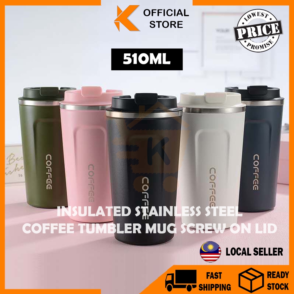 K-HomeWaterproof Stainless Steel Coffee Tumbler Mug Coffee Travel Mug Vacuum Coffee Thermos Cup with
