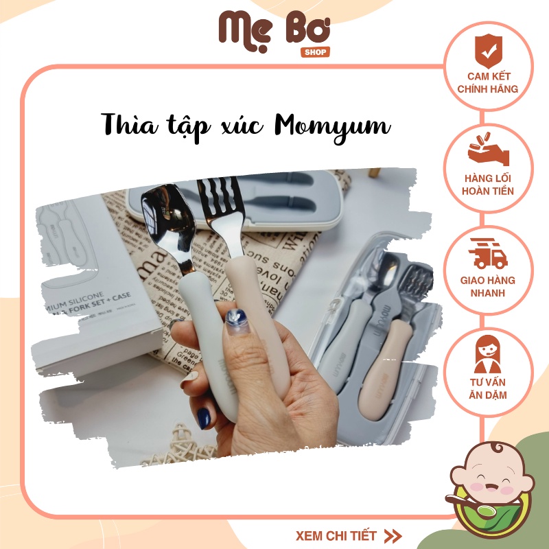 [MOYUUM] SILICON ROLLED SPOON AND FORK SET พร้อมกล่องสําหรับเด็กเพื่อ PRACTICE BLW SPOON