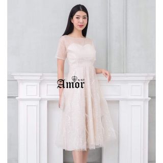 ชุดออกงาน ชุดราตรี ชุดไปงาน ชุดเดรส 827 #🌸  Elegant Feather Glitter Dress 🌸