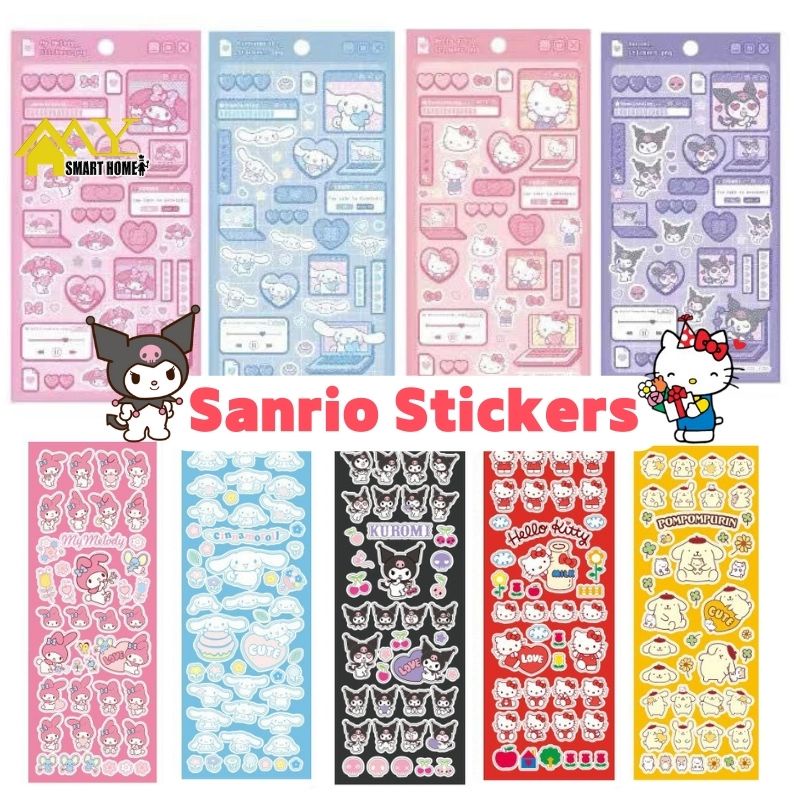 สติกเกอร์เลเซอร์ ลายการ์ตูน Hello Kitty Melody Cinnamoroll Kuromi น่ารัก อเนกประสงค์ สําหรับติดตกแต่งกล่องแก้ว โทรศัพท์