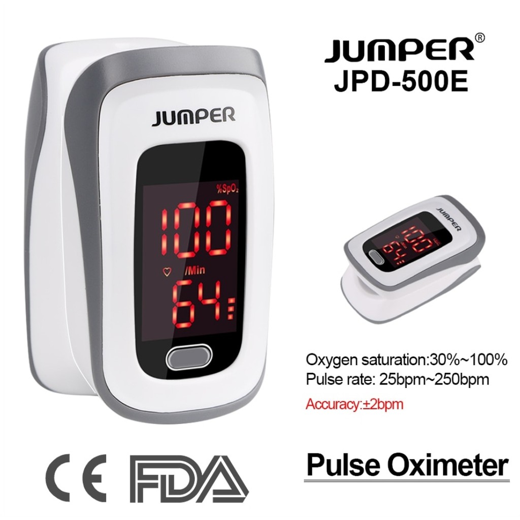 Fingertip Pulse Oximeter เครื่องวัดออกซิเจนปลายนิ้ว และวัดชีพจร Jumper JPD-500E, JPD-500D(LED)