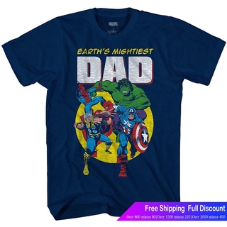 เสือยืดผู้ชาย เสื้อบอดี้โ Marvel Avengers Mightiest Dad Hulk Captain America Graphic Adult T-Shirt Avengers TeamUQw