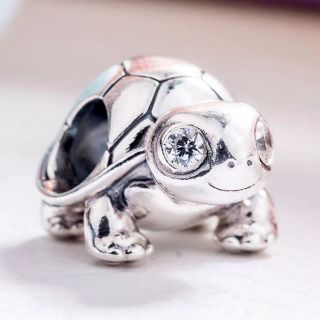 เต่าตาใสเงินแท้แพน Shiny Eyes Turtle Silver Charm พร้อมส่ง