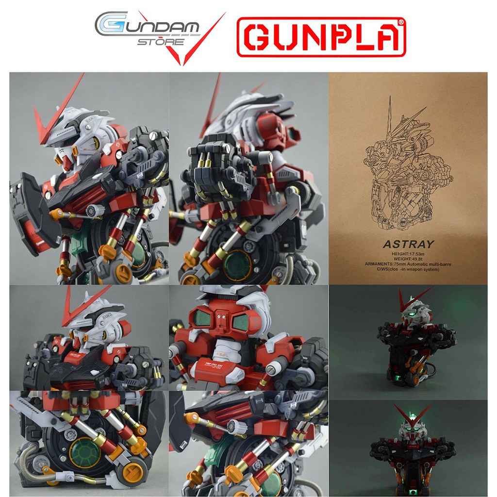 Gundam Head Bust ASTRAY กรอบสีแดง / น ้ ําเงิน / เขียว / ทอง 1 / 35 Motorking Model Anime ประกอบของเล ่ น