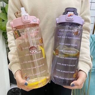 ❤️ร้านไทย❤️ ราคาส่ง กระบอกน้ำ 2 ลิตร พร้อมหลอดดูด bottle drinking scale🧡