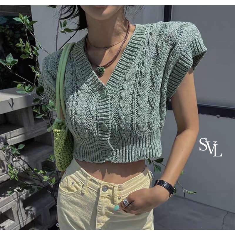 ไหมพรมแขนกุดผ้าknit นุ่มๆ ทอลายใ - qg_qdypbih - ThaiPick