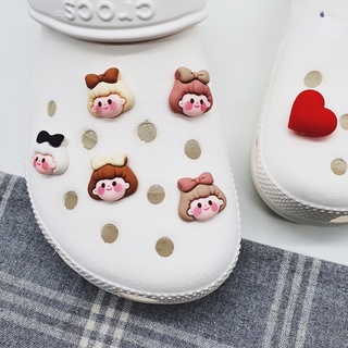 [Charming Deco] กระดุมรองเท้า Crocs Jibbitz น่ารัก สีน้ําตาล ชมพู น้ําตาลอ่อน เหลือง ขาว อุปกรณ์เสริม สําหรับตกแต่งรองเท้าผ้าใบ Diy