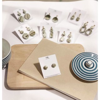 ต่างหูแฟชั่น ต่างหูวินเทจ Handmade Earring (สี Olive Green)