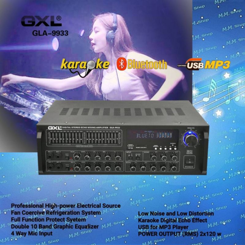 GXL เพาเวอร์แอมป์ ขยายเสียง รุ่น GLA-9933