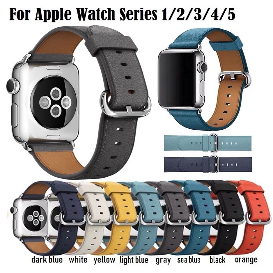 สายหนัง Apple Watch Band ขนาด 41มม 45มม 38 มม. 40 มม. 42 มม. 44 มม. สายหนังแท้พรีเมี่ยม iWatch Series 7 6 5 4 3 2 1, Apple Watch SE สาย Apple watch มีทุกขนาด ทุก สายหนัง Leather Band สาย applewatch 7