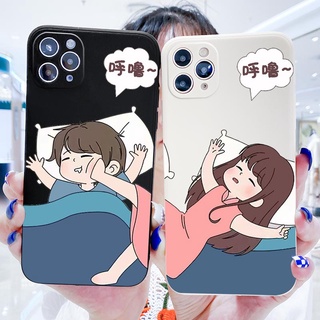 เคสโทรศัพท์มือถือ ขอบตรง สําหรับ OPPO Reno 4 F 5 F 6 Z 7 Z Pro 5G [คู่รักนอน-1]