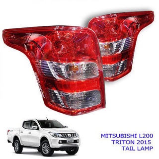 * ของแท้ * ไฟท้าย MITSUBISHI ไทรทัน มิตซูบิชิ TRITON ปี 2015 - 2017 รวมชุดสายไฟ และหลอดไฟ สีแดง 1 คู่