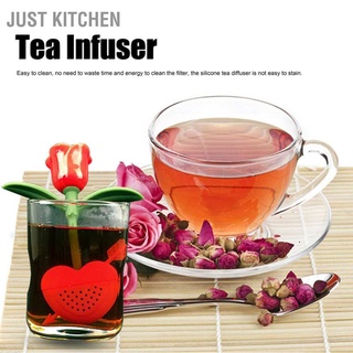 Just Kitchen Rose Shaped Tea Strainer Silicone Loose Leaf Infuser Filter Gift for Home Office Supplies