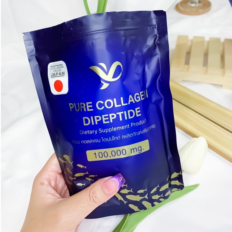 PiaOMe' PURE Collagen Dipeptide เพียโอเม่ เพียว คอลลาเจนไดเปปไทด์ 100g. คอลลาเจนซองน้ำเงิน
