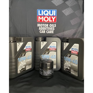 ชุดเปลี่ยนถ่ายน้ำมันเครื่อง Liqui Moly 10W-40 สังเคราะห์แท้100  พร้อมกรองน้ำมันเครื่อง ครบชุด 3 ลิตร Honda CBR500R/CB500