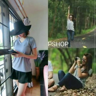 เสื้อยืดคอวี TOPSHOP