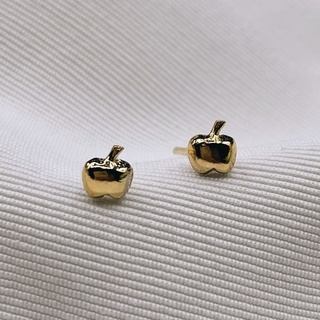 Apple Studs, 18K Gold Plated Sterling Silver Earrings E0121 | เงินแท้ 925 ชุบทองเเท้ 18 กะรัต