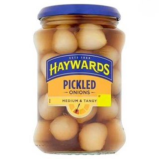 Haywards Silverskin Onions (Medium &amp; Tangy) 400g เฮย์เวิร์ด หัวหอมดองในน้ำส้มสายชู 400กรัม