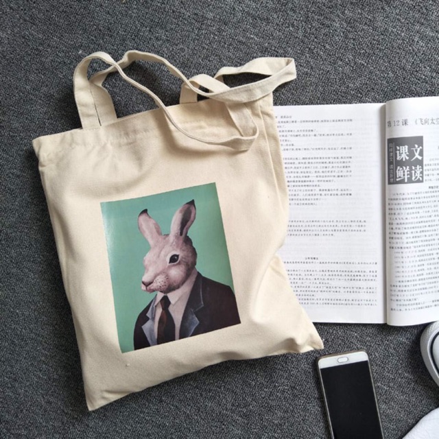 กระเป๋าแคนวาส mr.rabbit (พร้อมส่ง)