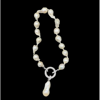 สร้อยคอมุกน้ำจืดพร้อมทำ สร้อยคอมุกธรรมชาติสำหรับผู้หญิง Freshwater baroque pearl ready made necklace