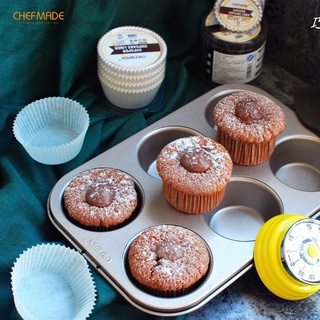 Chefmade พิมพ์ Muffin พิมพ์มัฟฟิน non-stick 6 หลุม  (สีทองแชมเปญ) WK9020