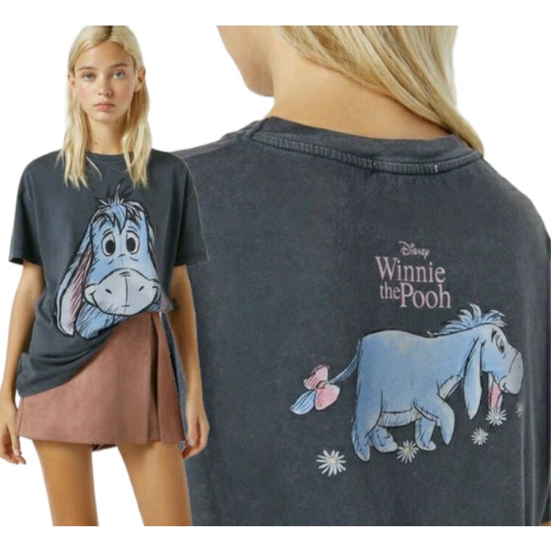 เสื้อยืด ดึง & หมี เสื้อยืดแขนสั้น พิมพ์ลาย Winnie The Pooh "Eeyore" ขนาดใหญ่ สําหรับผู้ชาย และผู้หญ