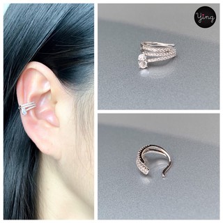 Ear Cuff 🌈 เพชร CZ สวยหรู สีเงิน สวยเก๋ เกี่ยวหู หนีบหู (1ชิ้น)