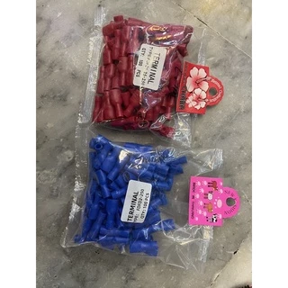 ถูกสุด! ถุงละ(100 ตัว) FDFD2-250 หางปลาเสียบแบนตัวเมีย หุ้มเต็ม สีน้ำเงิน พร้อมส่ง