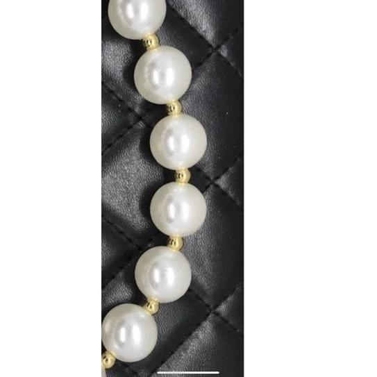 สายกระเป๋าไข่มุก25มิลคั่นลูกปัดโลหะสีทอง18K#สายมุกกระเป๋า#สายไข่มุก