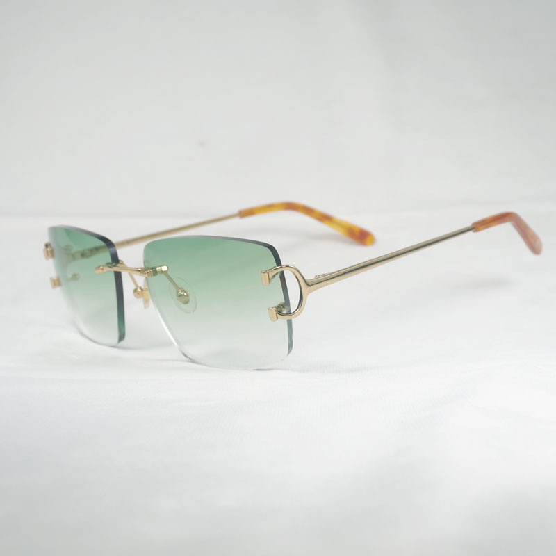 Vintage Rimless Square C Wire Sunglasses Men Oculos Shade Metal Frame ...