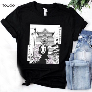 เสื้อยืดโอเวอร์ไซส์เสื้อยืดผ้าฝ้าย พิมพ์ลาย Spirited Away Kaonashi No Faceless Man Gost Ghost สําหรับผู้ชาย O65YT NGF32T
