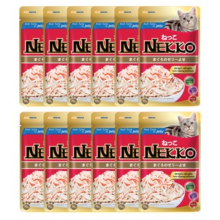 Nekko Tuna topping Kanikama in Jelly (70 g.) x 12 เน็กโกะ อาหารเปียกแมว สูตรปลาทูน่าหน้าปูอัดในเยลลี่ (70 ก.) x 12