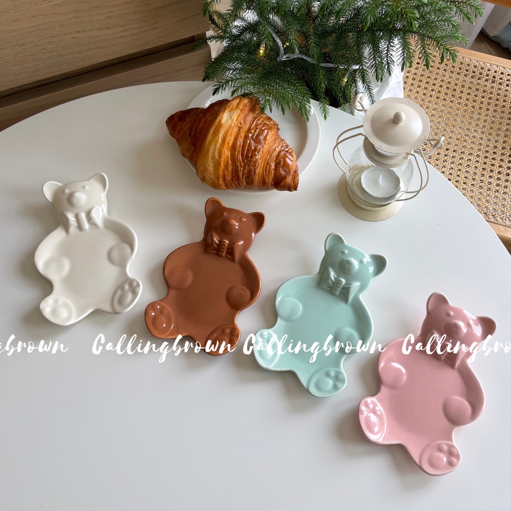 callingbrown [ พร้อมส่ง ] Home cafe จาน จานเซรามิค จานน้องหมี หมี