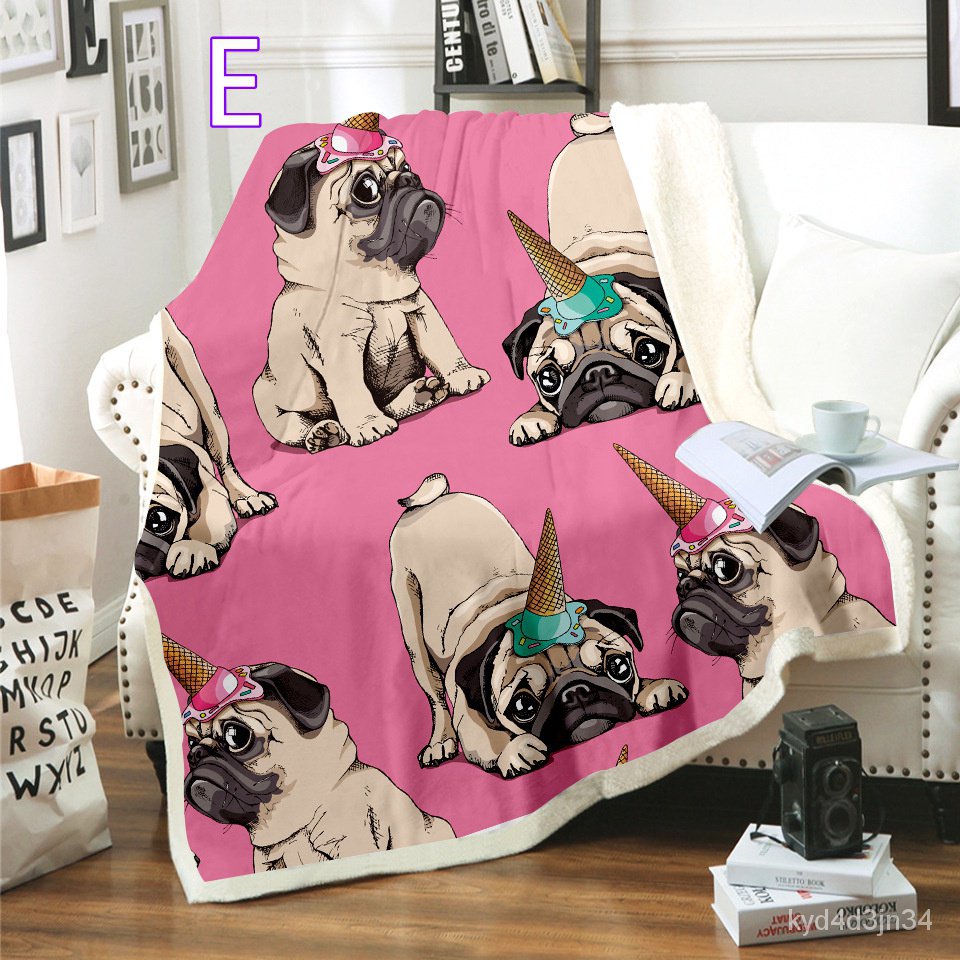 9 Styles Kids Anime Pug Dog 3D Blanket Fleece Cartoon Art Print ...