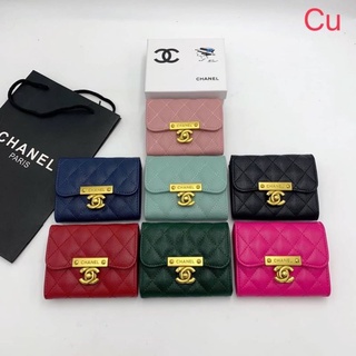 เช็คของก่อนสั่งสินค้าขนาด4นิ้ว กระเป๋าตังค์Chanel กระเป๋าตังค์ใบสั้น หนังคาเวียร์