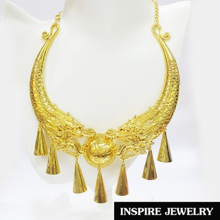 Inspire Jewelry ,สร้อยสังวาลย์รูปมังกรสองตัวคาบแก้ว