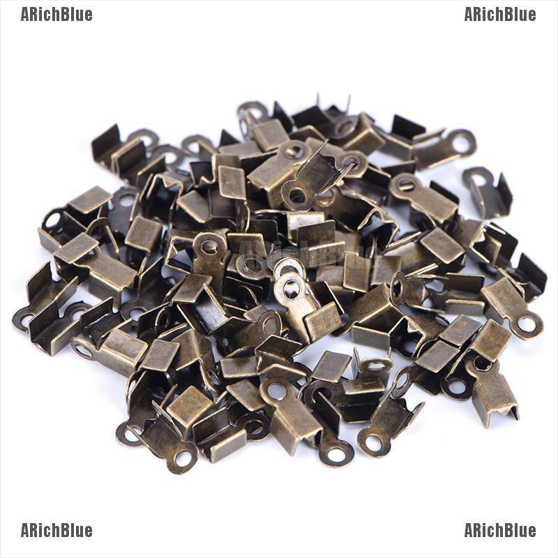 ARichBlue 100PCS End Caps Clasps Leather Cord Crimp Bead Connectors DIY