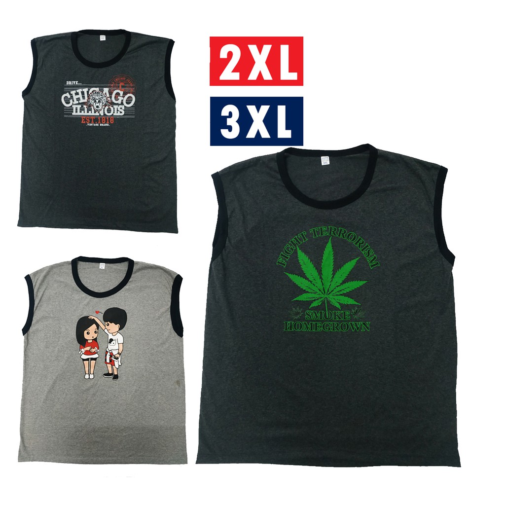 เสื้อแขนกุดขนาดใหญ่ ลายวินเทจ ลายสกรีน ไซส์ 2XL 3XL ใส่ได้ทั้งผู้ชาย และ ผู้หญิง