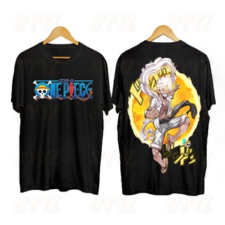 One Piece อะนิเมะเสื้อเชิ้ตลูฟี่ออกแบบการ์ตูนขนาดใหญ่ด้านหน้าและด้านหลัง Bootleg เสื้อคอกลม k1f