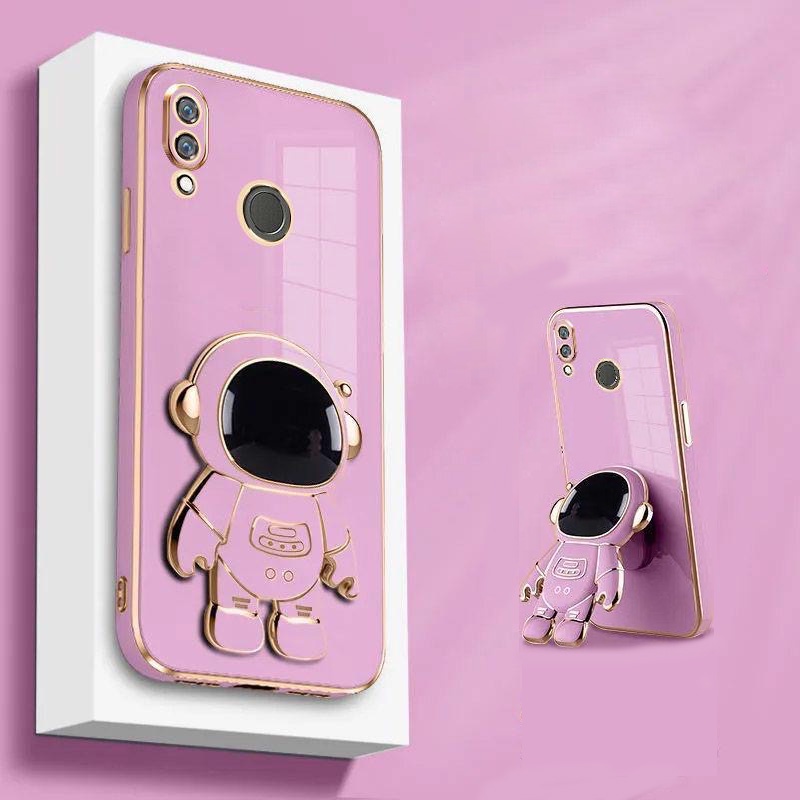 Redmi Note 7 Xiaomi Mi 8 3D นักบินอวกาศ ตัวยึด พับ ขาตั้ง ที่วาง หรูหรา ชุบ บาง เคสนิ่ม